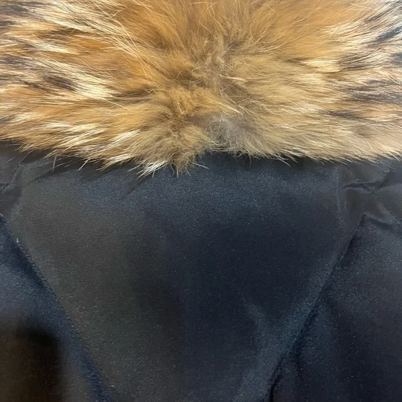Larry Levine Black Quilted Down Puffer Jacket with Authentic Fox Fur Women’s S - Picture 12 of 12